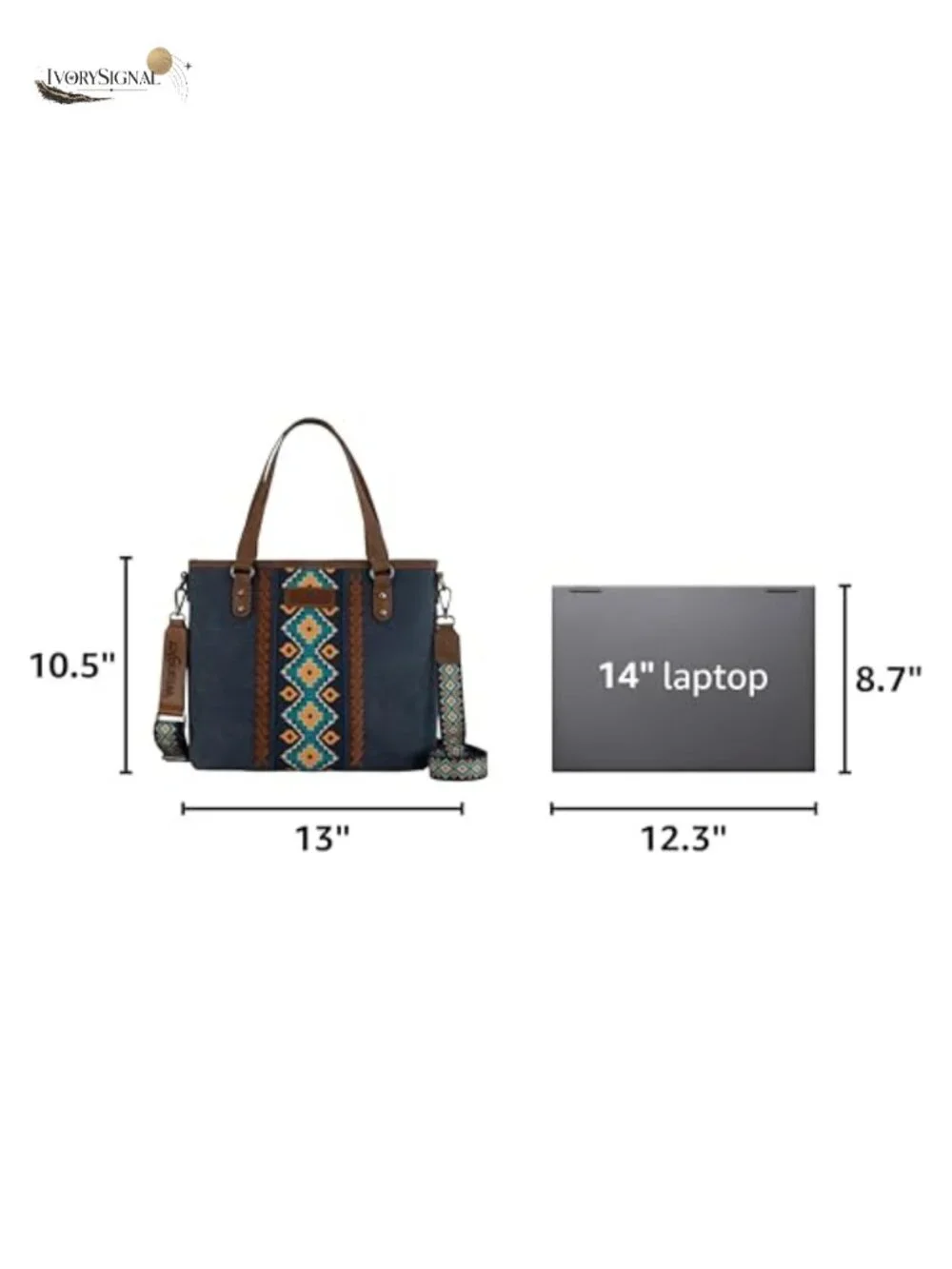 Western Aztec Tote Bag with Detachable Strap Satchel Handbag
